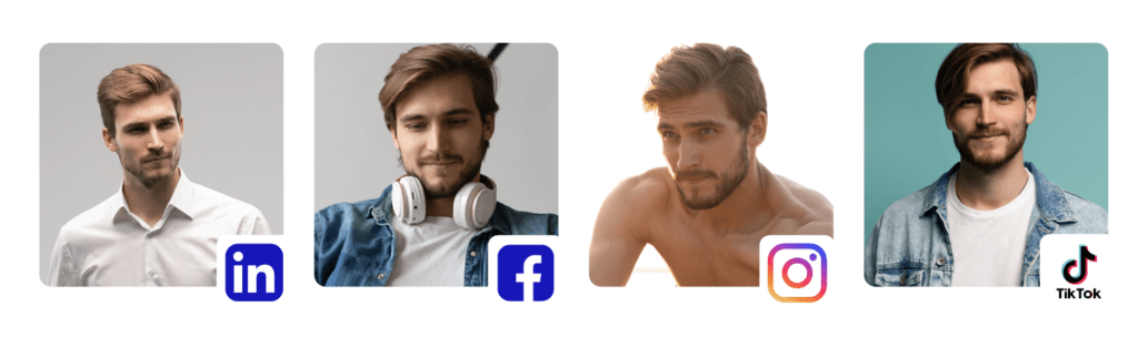 Zdjęcia profilowe tej samej osoby na różnych platformach społecznościowych.
