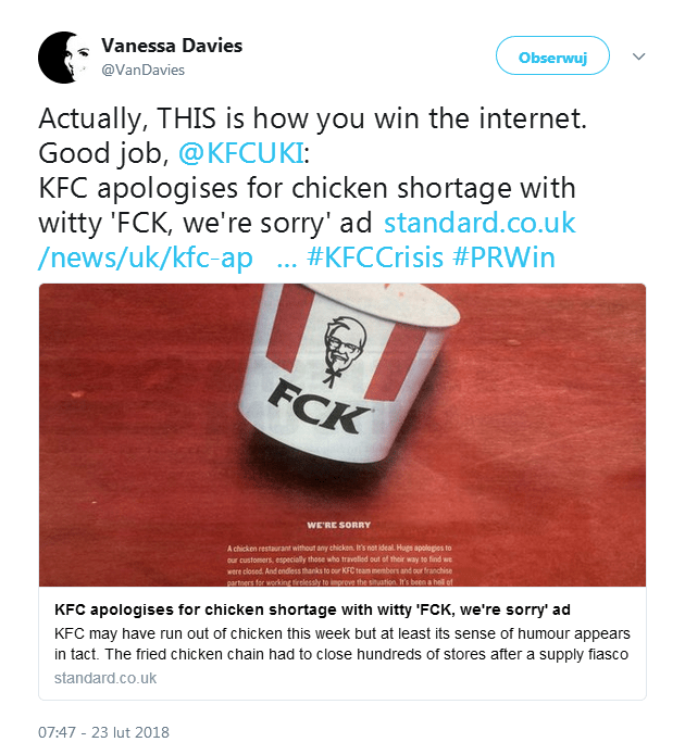 KFC kryzysy w social media
