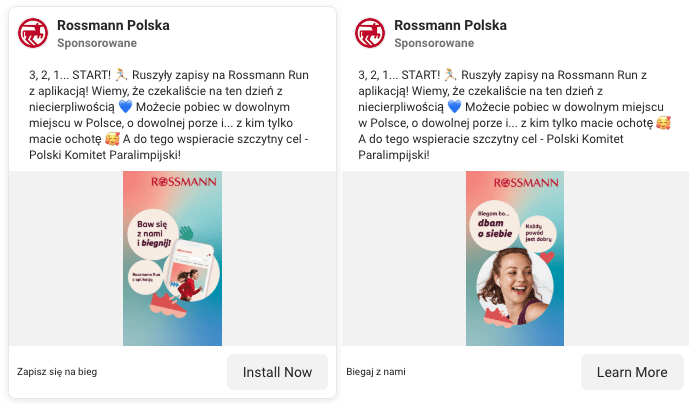 Przykłady reklam emitowanych w Meta Ads