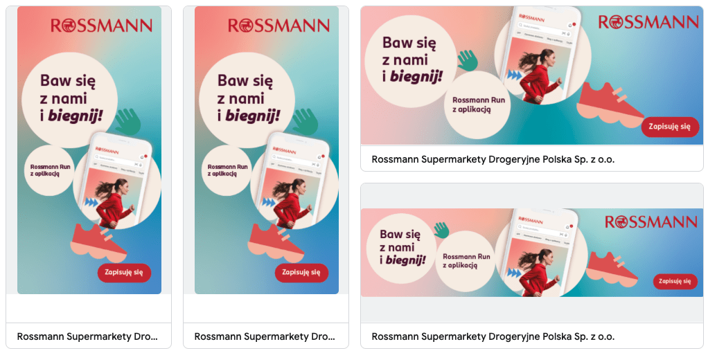 Przykłady reklam emitowanych w Google Ads